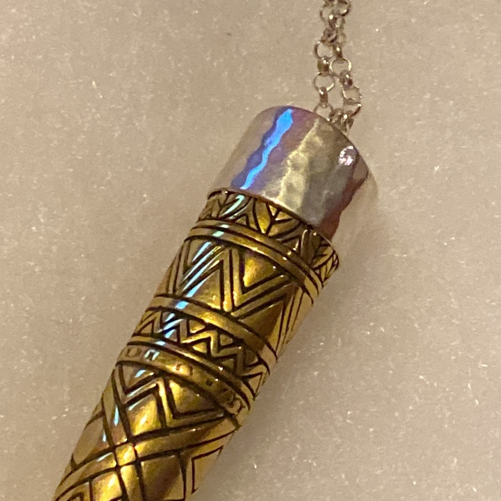 Silpada Brass and Silver horn Pendant Necklace. New in Box N3238